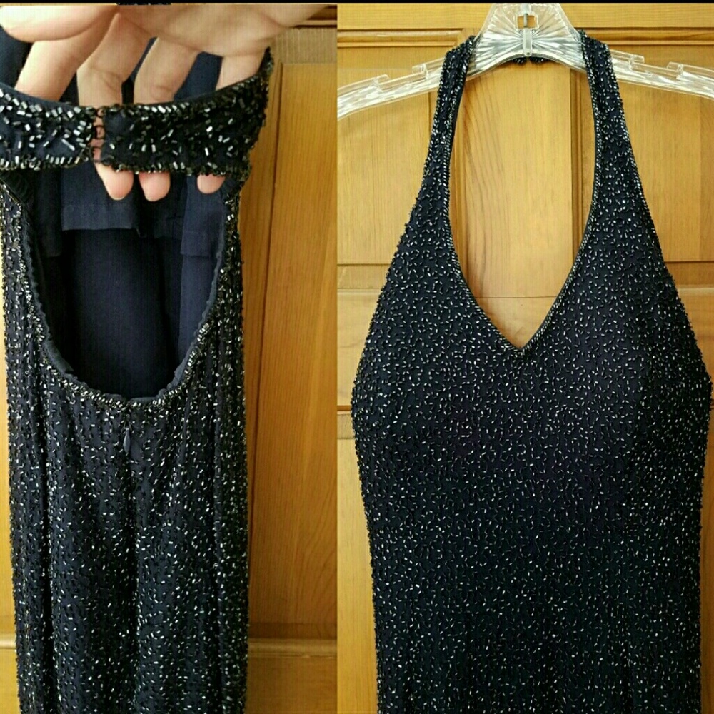Vintage beaded Midnight blue formal dress